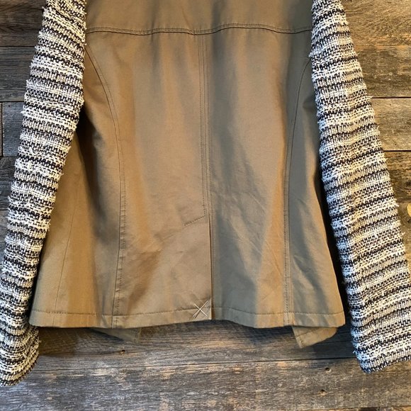 Madewell Crossweave Sweater Sleeve Tweed Trench Utility Jacket Olive XS - Picture 11 of 15